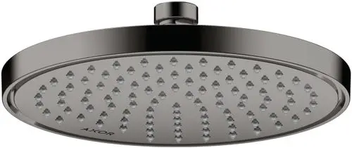Runde Kopfbrause mit mehreren Düsen in polierter Schwarzchrom-Oberfläche, hergestellt von AXOR.